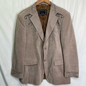 Patroncito Blazer Men L Corduroy Jacket Cowboy Western Embroidered Lightweight